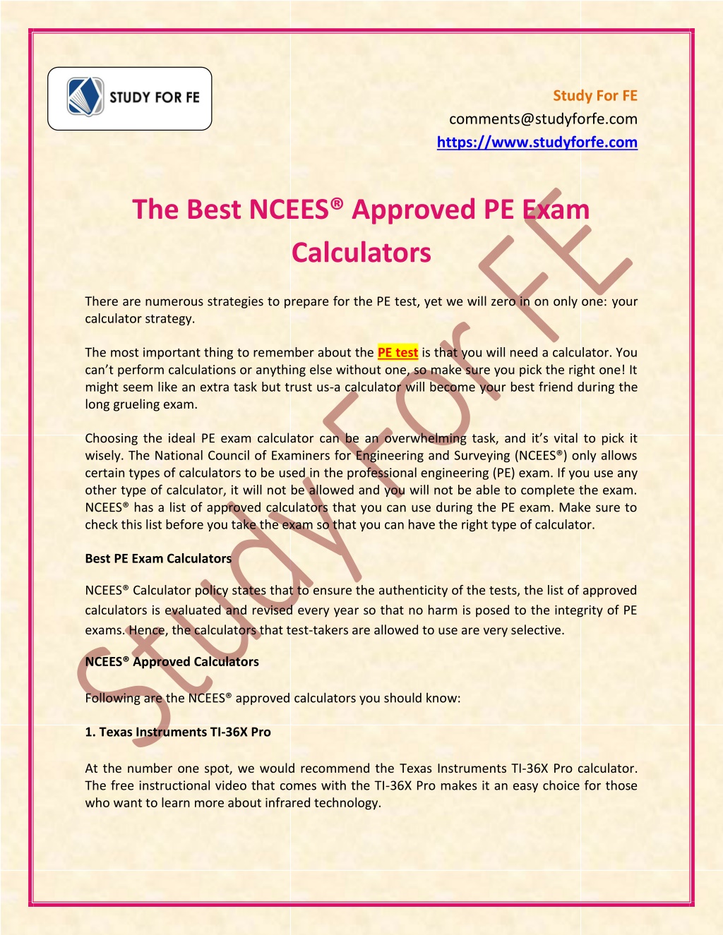 PPT The Best NCEES® Approved PE Exam Calculators PowerPoint