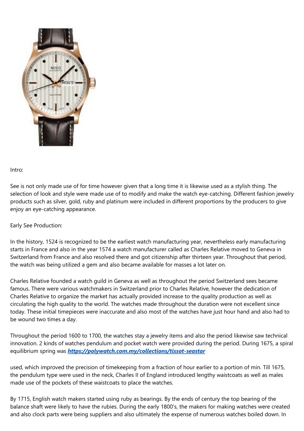 PPT History of Croton Watch PowerPoint Presentation, free download