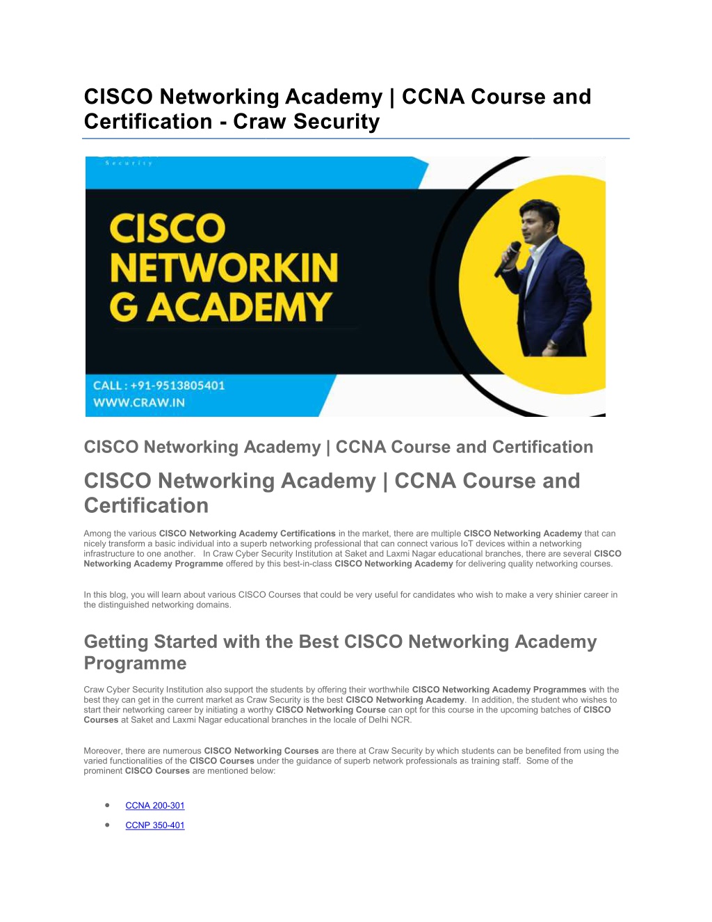 PPT CISCO Networking Academy CCNA Course and Certification Craw