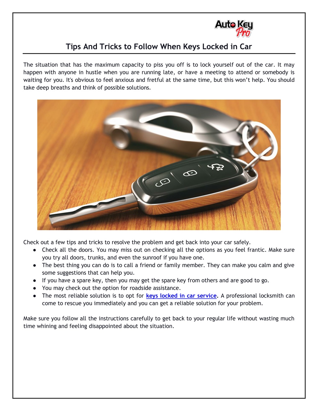 PPT Tips And Tricks to Follow When Keys Locked in Car PowerPoint