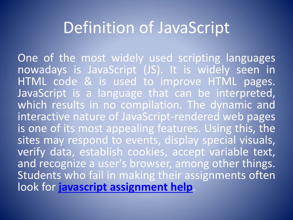 PPT Definition of JavaScript PowerPoint Presentation, free download