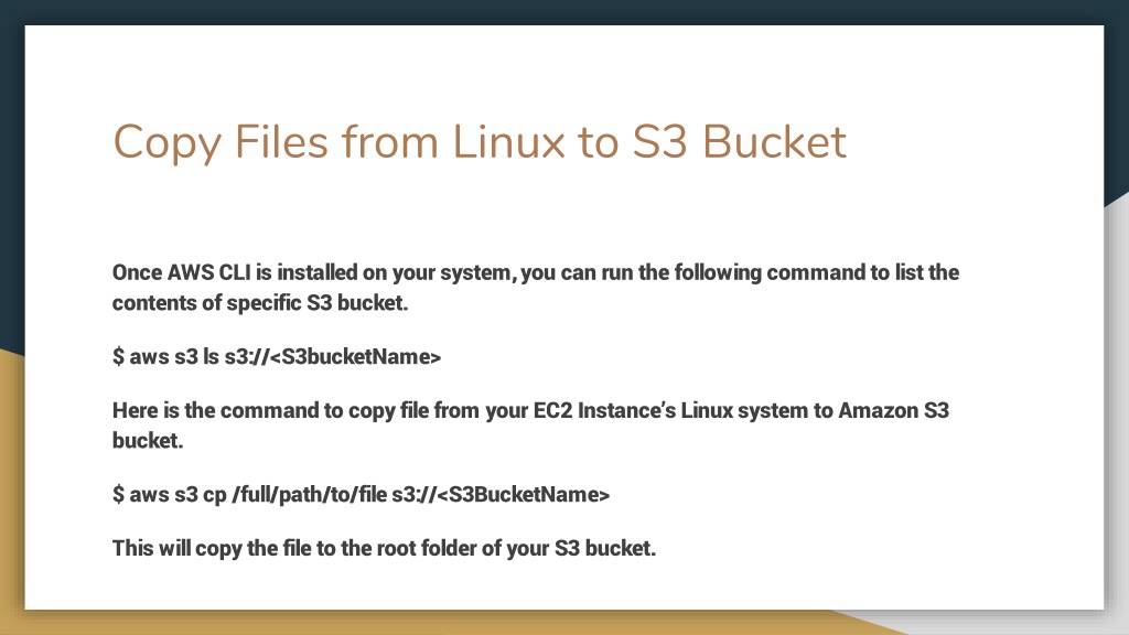 PPT How to Copy Files From Linux to Amazon S3 Bucket PowerPoint