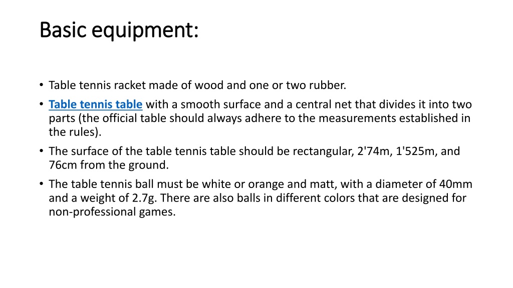 PPT THE BASIC RULES OF TABLE TENNIS PowerPoint Presentation, free