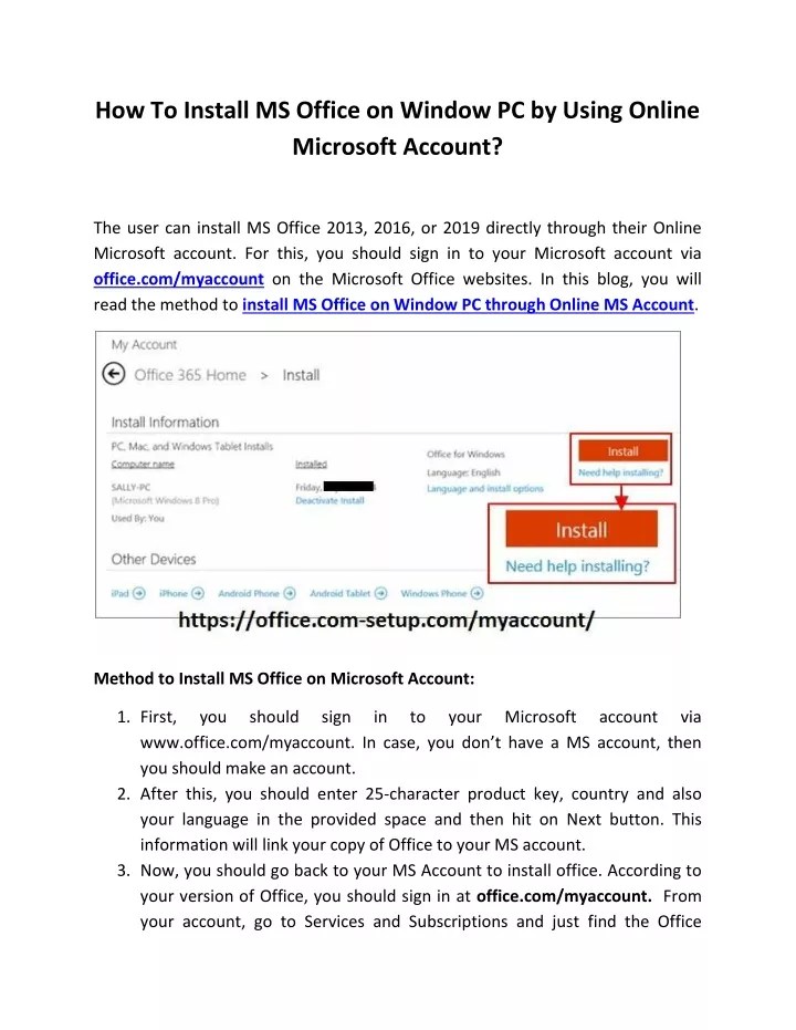 PPT How To Install Office on Window PC by Using Online MS Account