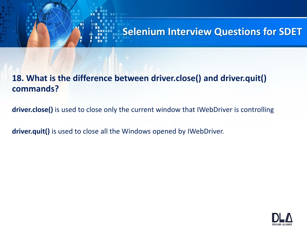 PPT DevLabs Alliance important Selenium Interview Questions for SDET