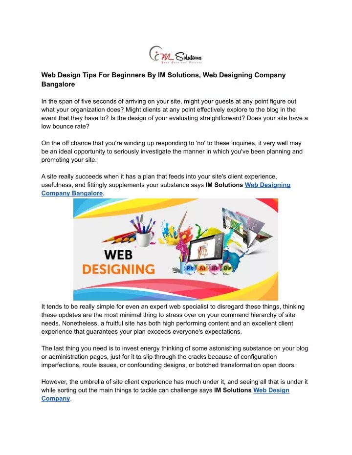 PPT Web Design Tips For Beginners By IM Solutions, Web Designing
