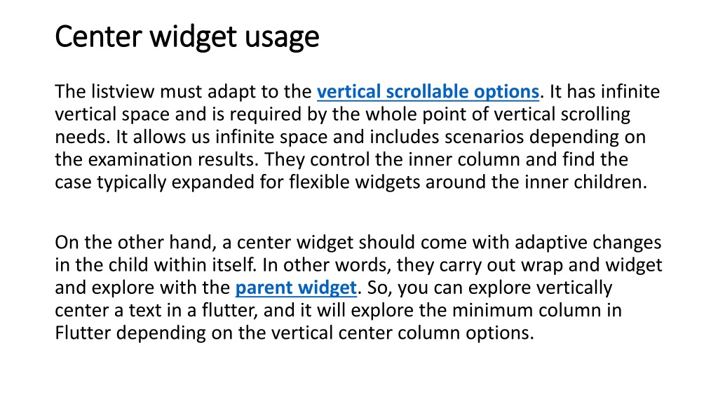 PPT How to Vertically Center a Column in Flutter PowerPoint