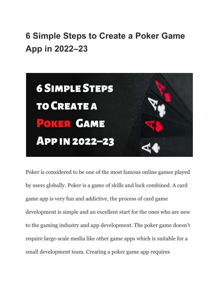 PPT 6 Simple Steps to Create a Poker Game App in 2022 PowerPoint