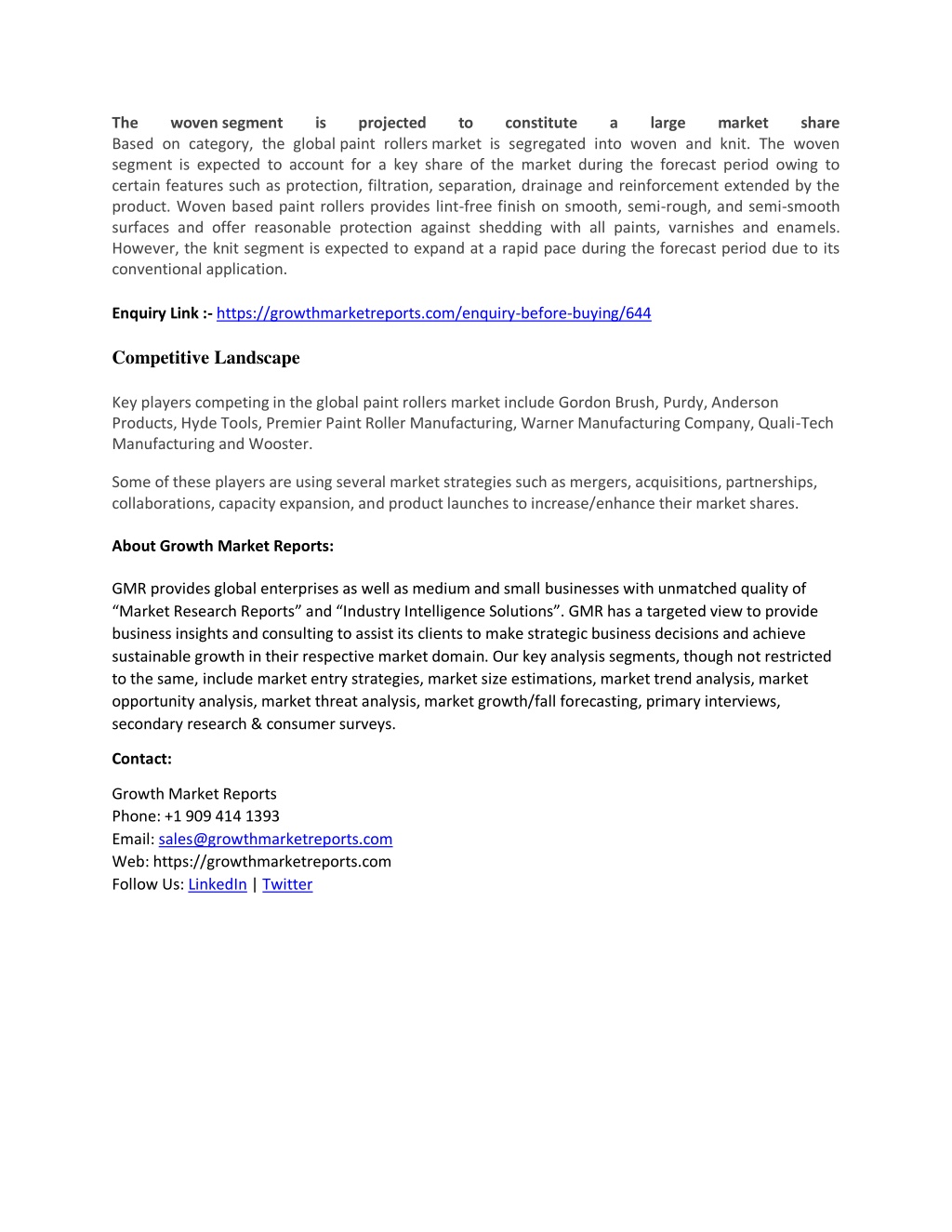 PPT Paint Rollers Market PowerPoint Presentation, free download ID