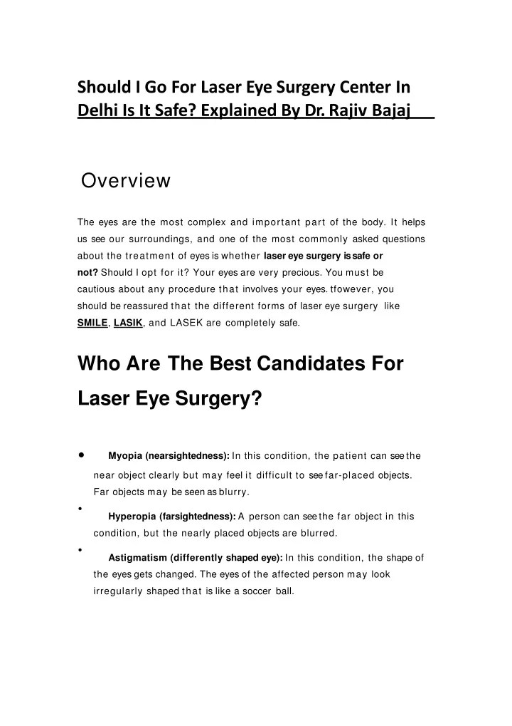 PPT Should I Go For Laser Eye Surgery Center In Delhi PowerPoint