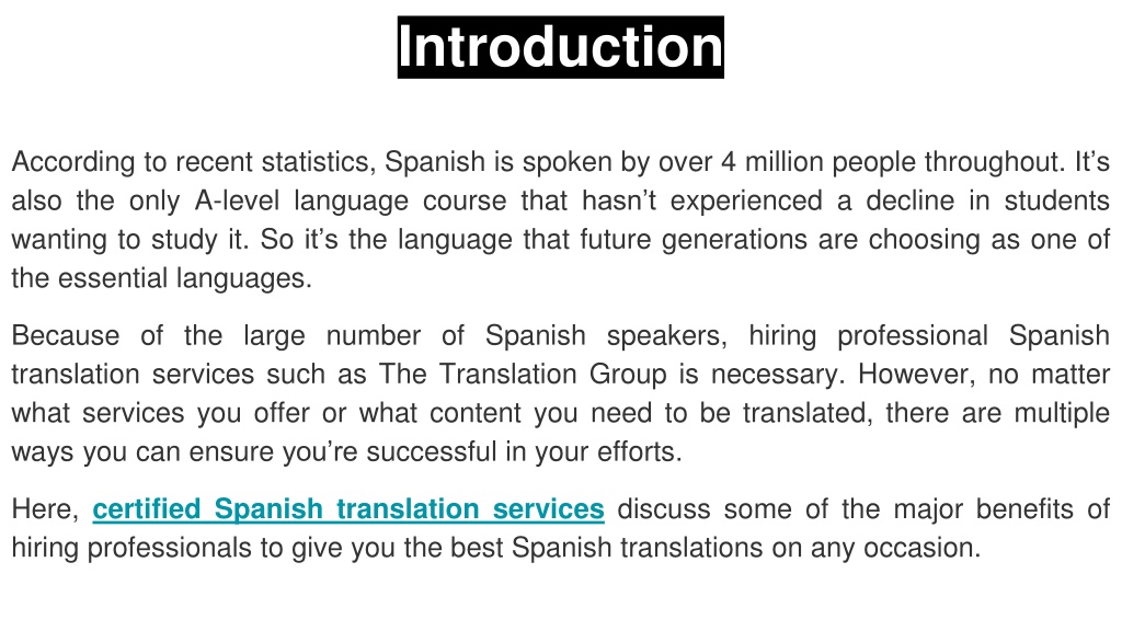 PPT The 5 Most Important Benefits of Certified Spanish Translation