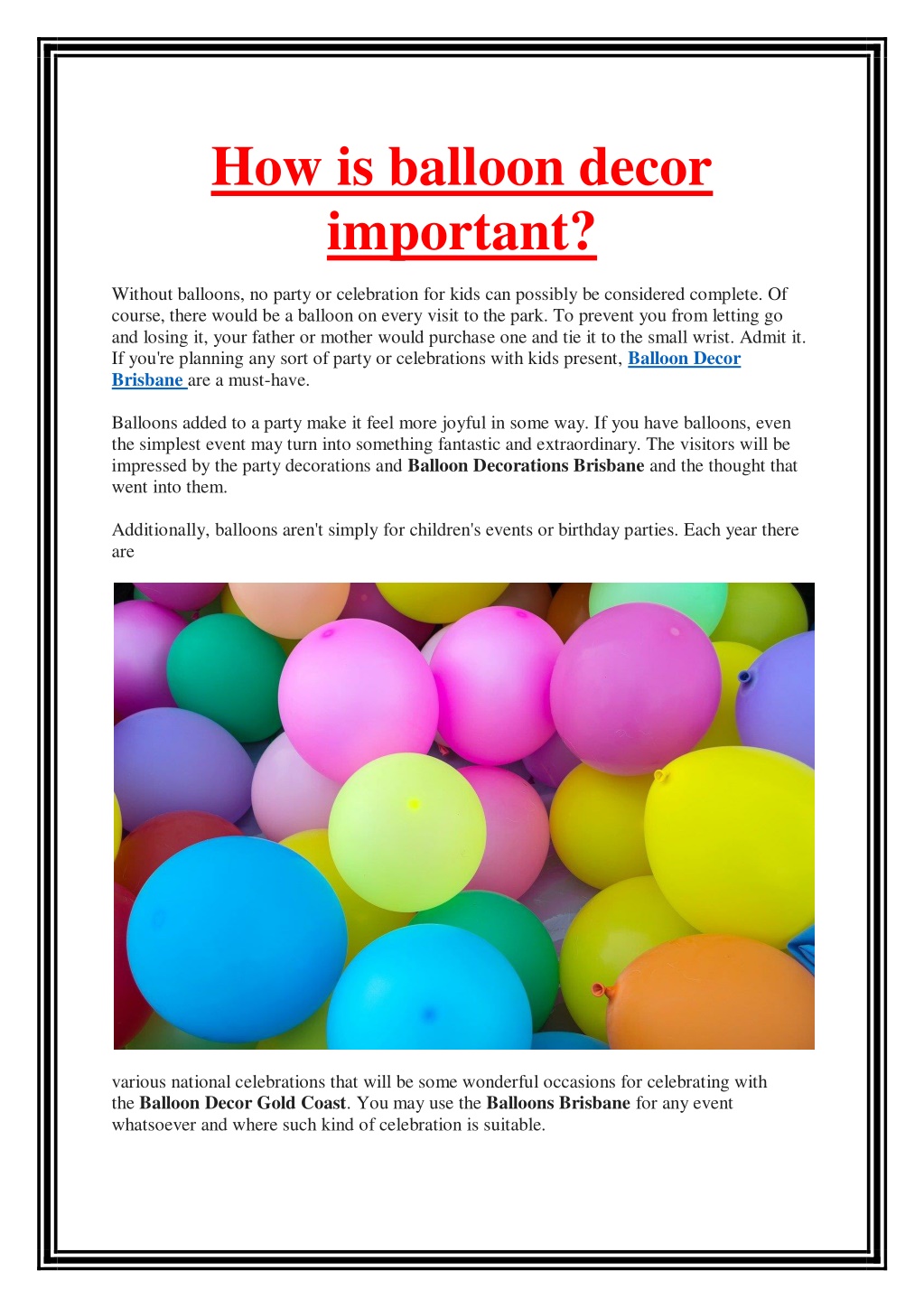 PPT How is balloon decor important PowerPoint Presentation, free