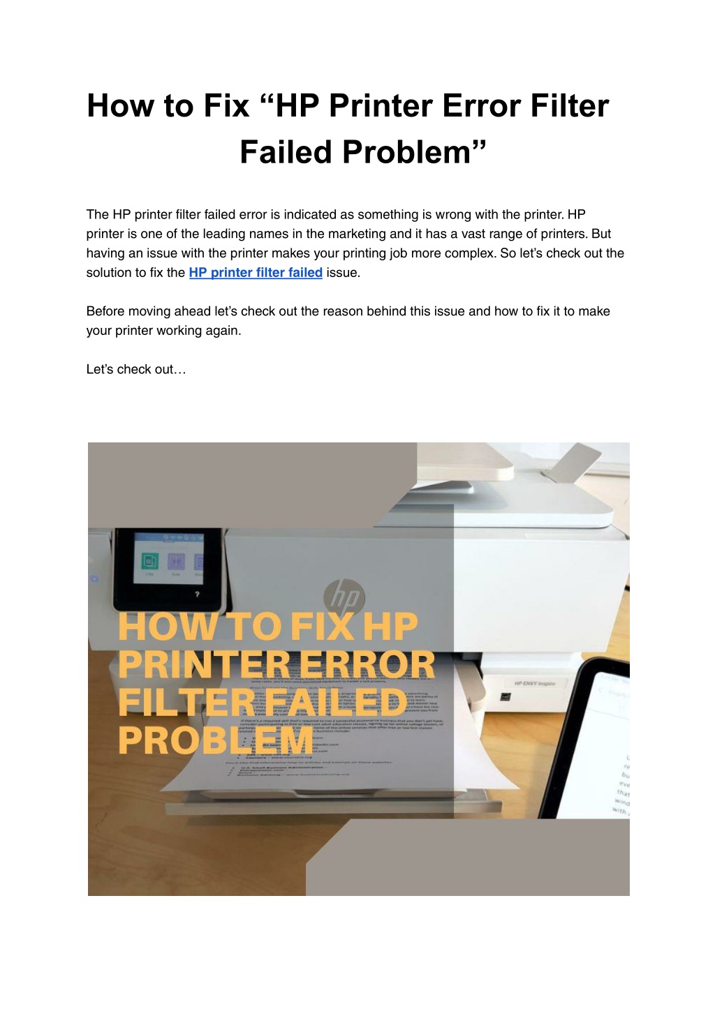 PPT How to Fix “HP Printer Error Filter Failed Problem” PowerPoint