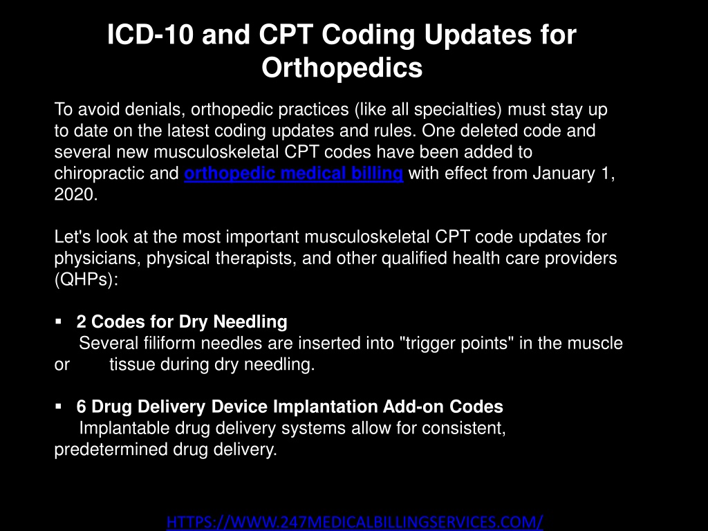 PPT ICD10 and CPT Coding Updates for Orthopedics PowerPoint Presentation ID11513426