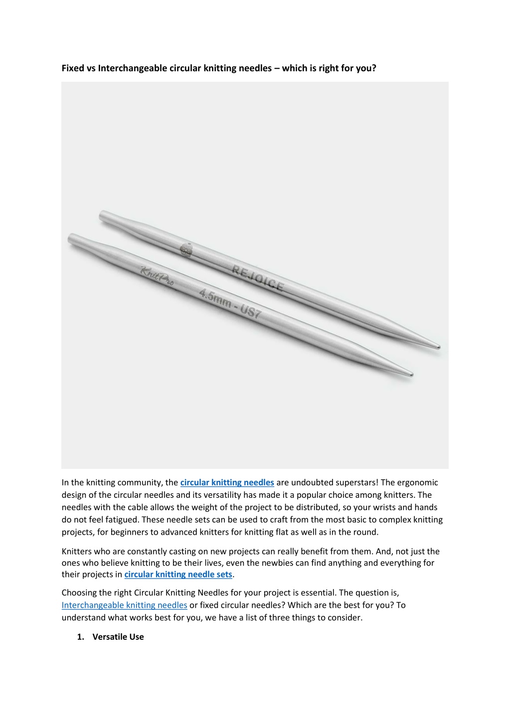 PPT Fixed vs Interchangeable circular knitting needles PowerPoint