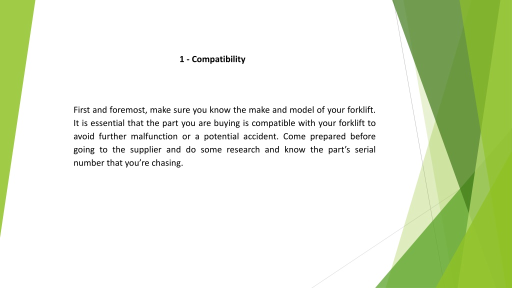 PPT A Look At Factors To Consider Before Buying Used Forklift Parts