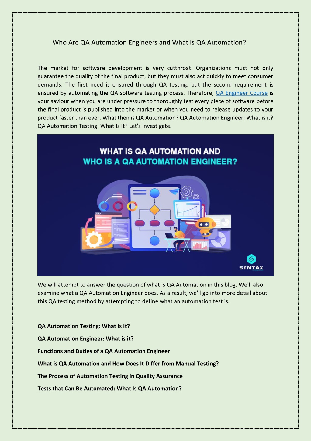 PPT Who Are QA Automation Engineers and What Is QA Automation