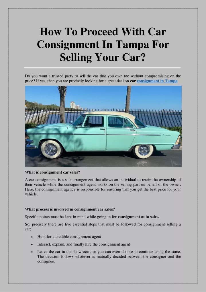 PPT How To Proceed With Car Consignment In Tampa For Selling Your Car