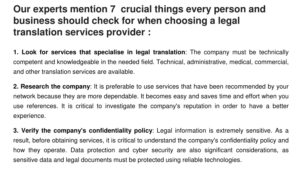 PPT 7 Points to Consider When Choosing an Online French Translation