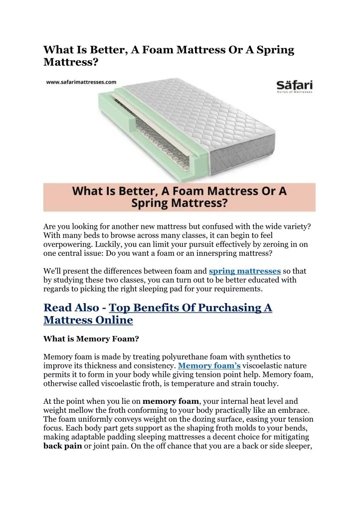PPT What is better, a foam mattress or a spring mattress PowerPoint