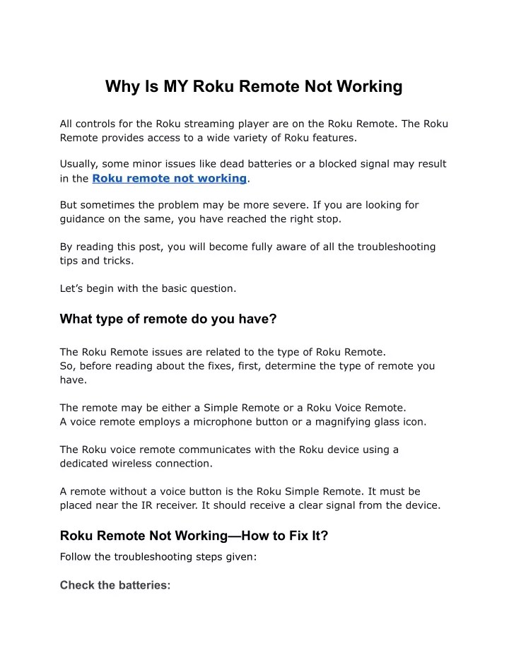 PPT Why Is My Roku Remote Not Working 18882706412 PowerPoint