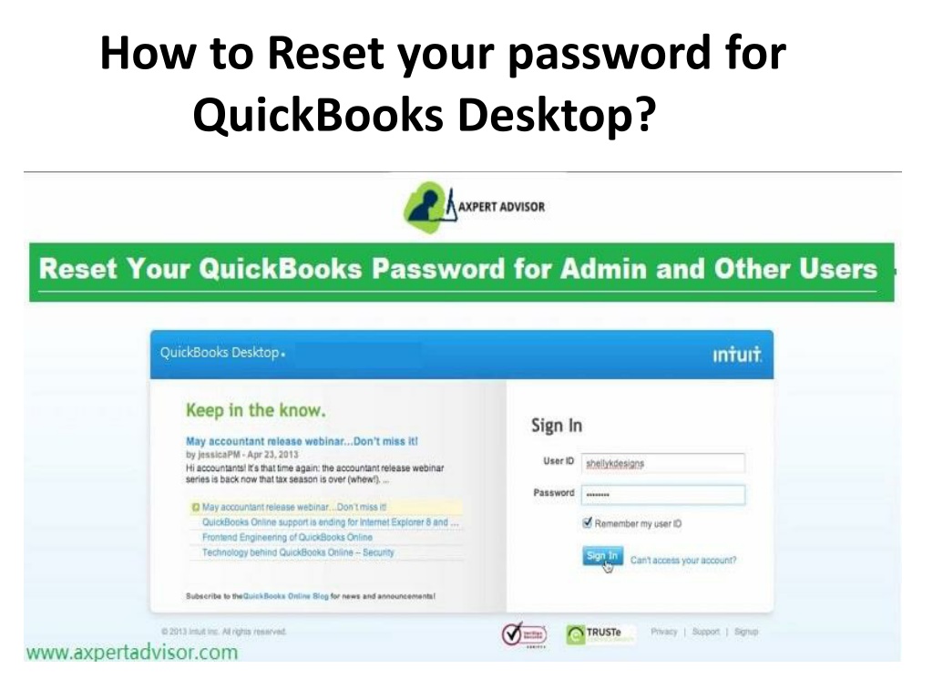 PPT How to Reset your password for QuickBooks Desktop? PowerPoint
