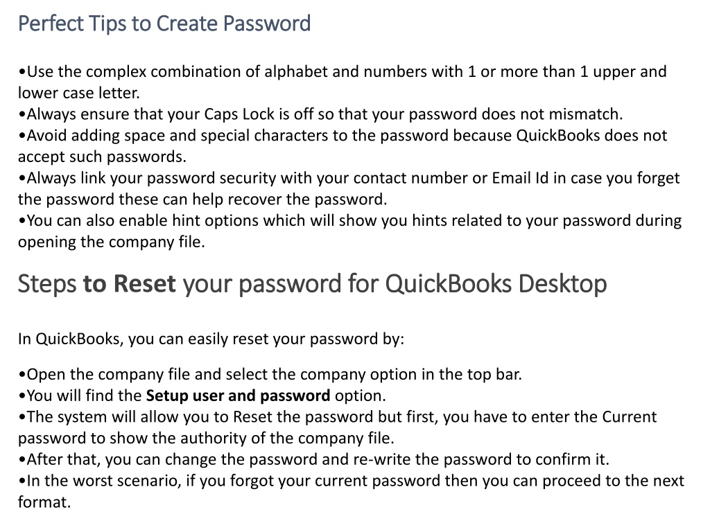 PPT How to Reset your password for QuickBooks Desktop? PowerPoint