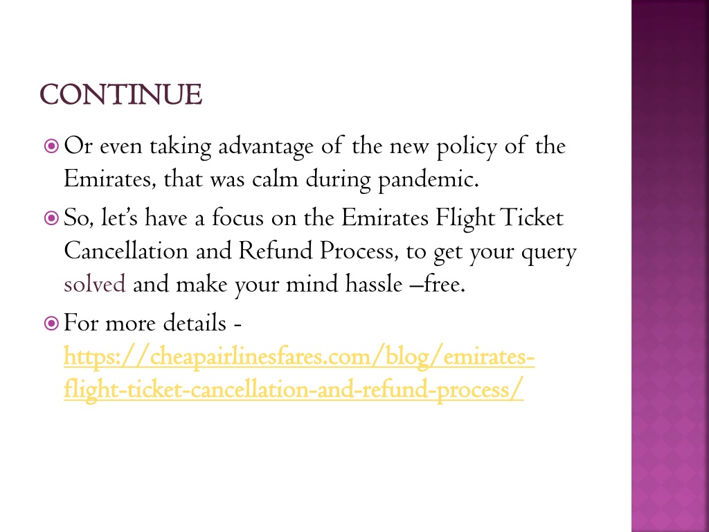 PPT Emirates Flight Ticket Cancellation and Refund Process PowerPoint
