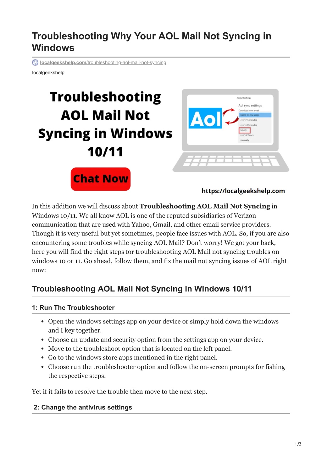 PPT Troubleshooting Why Your AOL Mail Not Syncing in Windows