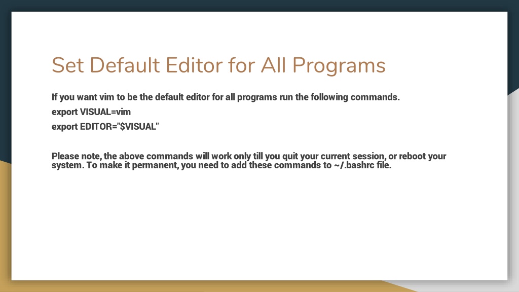 PPT How to Set Vim Default Editor for Git PowerPoint Presentation