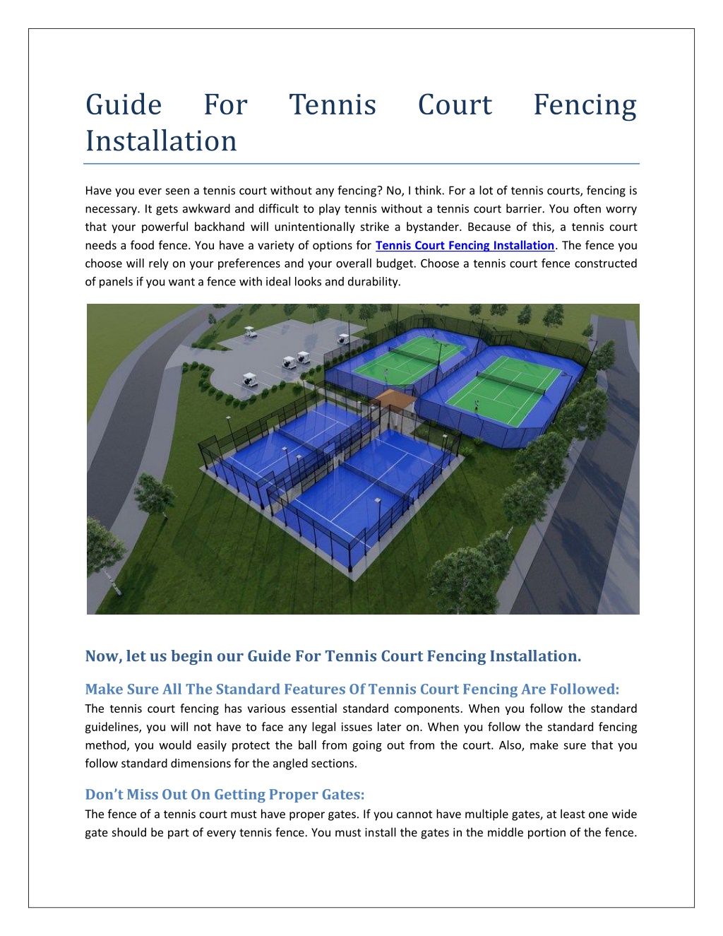 PPT Guide For Tennis Court Fencing Installation PowerPoint