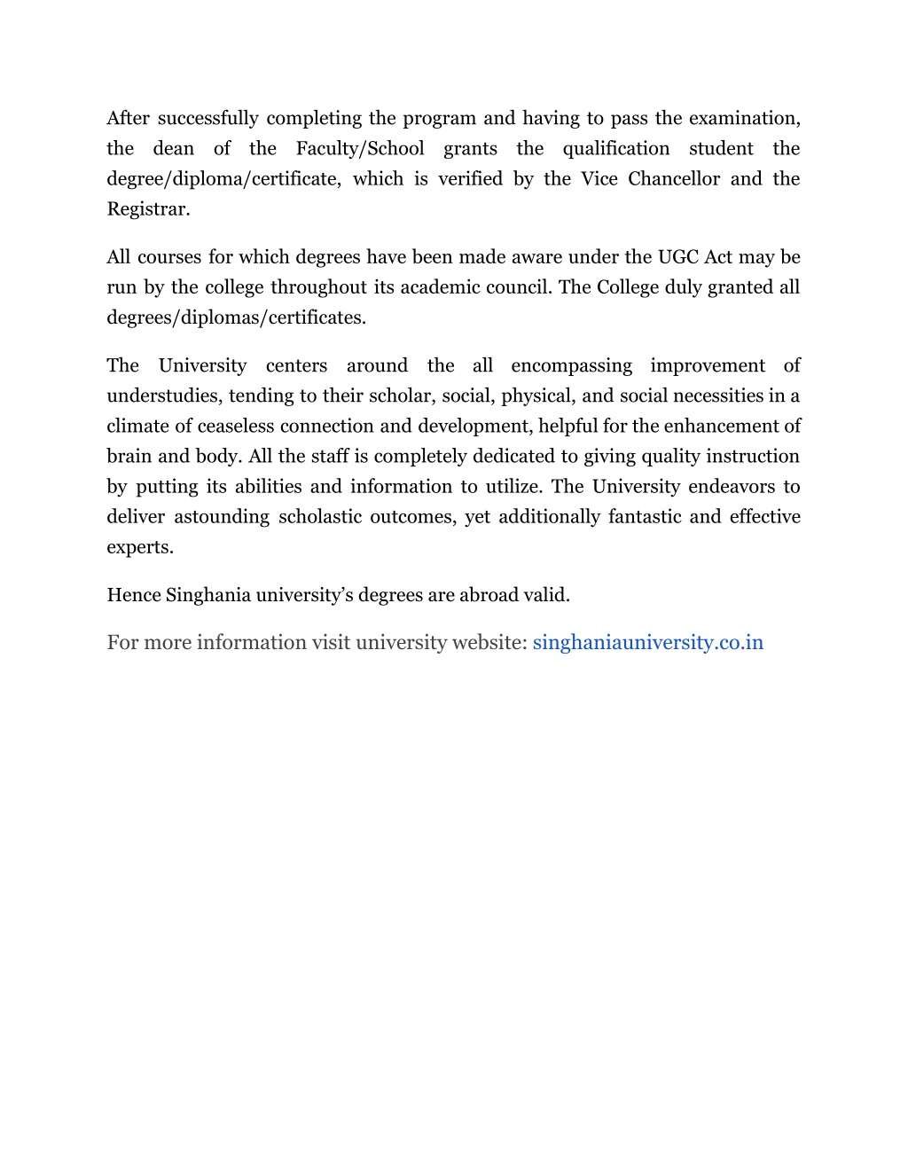 PPT Do you know that a Singhania University degree is also valid