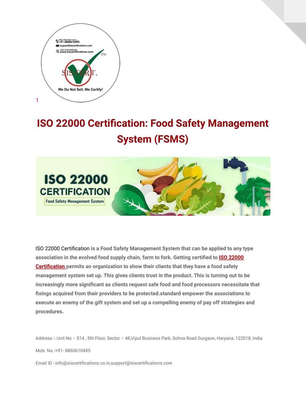 PPT ISO 22000 Certification Food Safety Management System (FSMS
