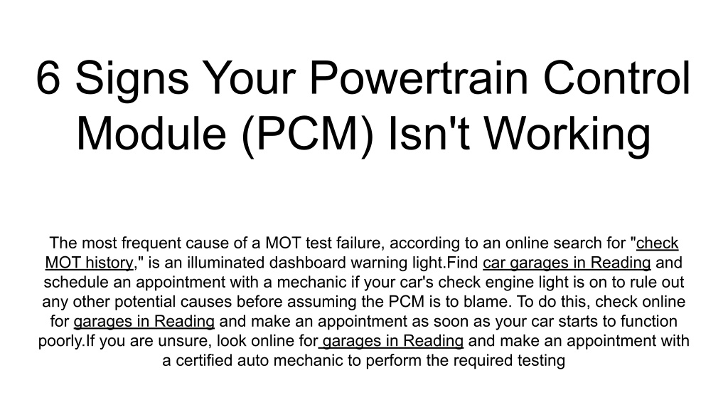PPT - 6 Signs Your Powertrain Control Module (PCM) Isn't Working