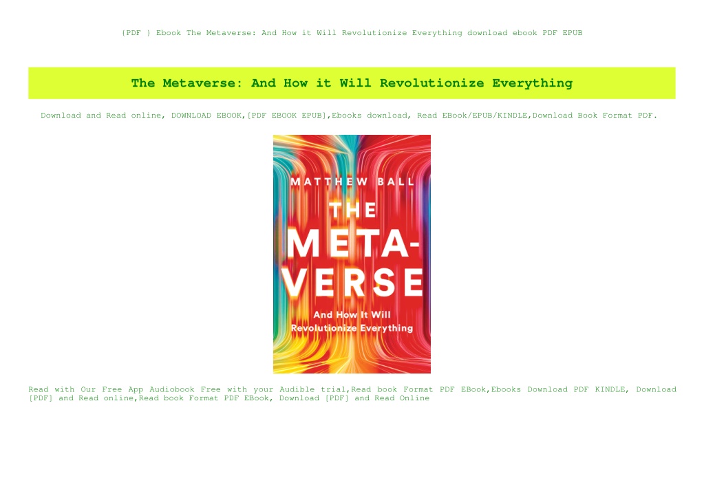 PPT {PDF } Ebook The Metaverse And How it Will Revolutionize