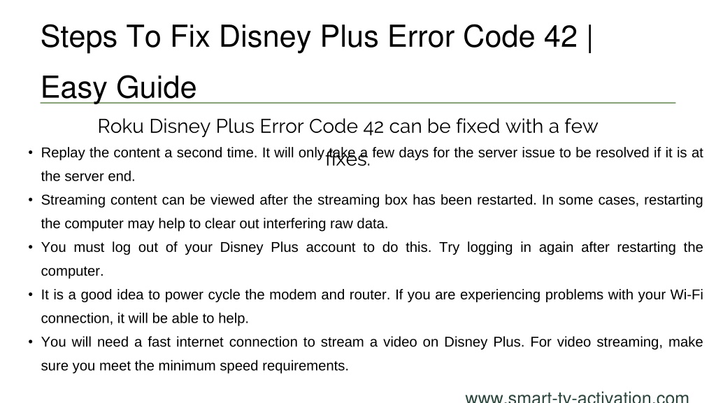 PPT Easy Ways To Troubleshoot Disney Plus Error Code 42 PowerPoint