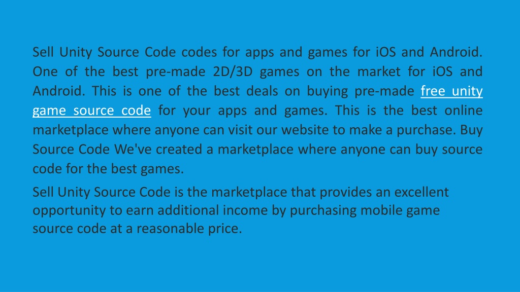 PPT sell unity source code PowerPoint Presentation, free download