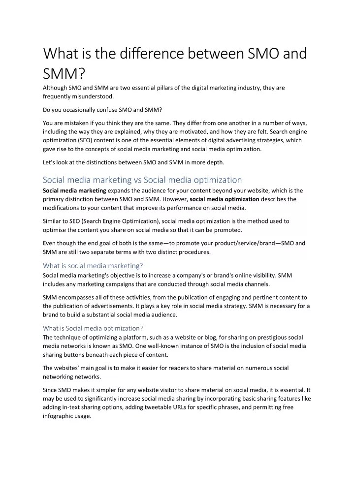 PPT What is the difference between SMO and SM1imp PowerPoint