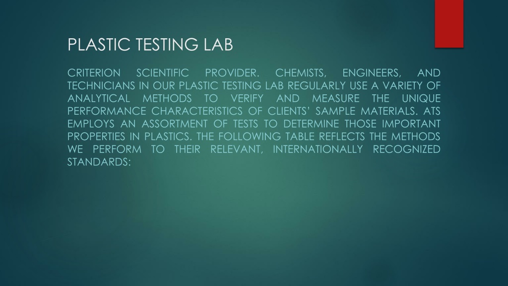 PPT Best Plastic testing lab PowerPoint Presentation, free download