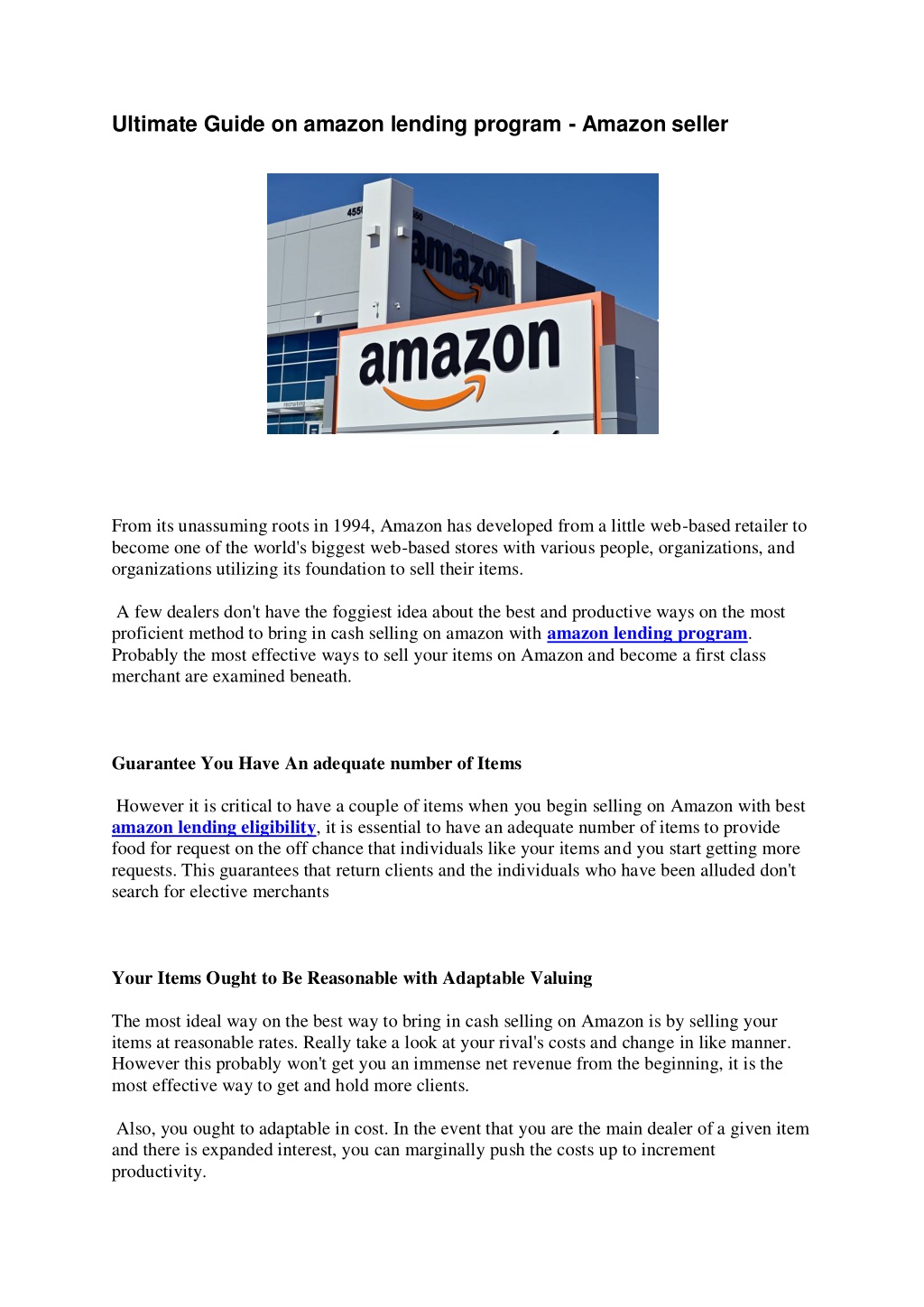 PPT Ultimate Guide on amazon lending program Amazon seller