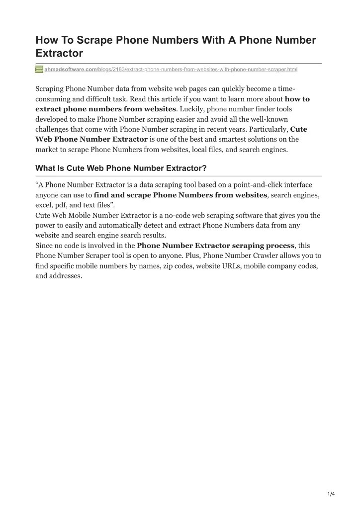 PPT 1How To Scrape Phone Numbers With A Phone Number Extractor