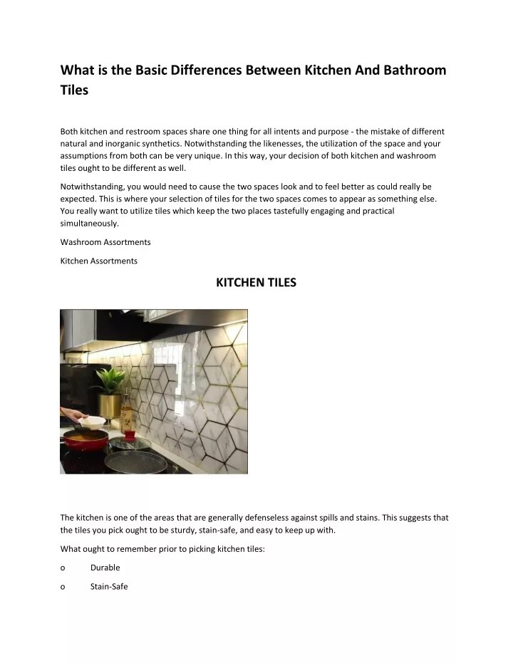 PPT What is the Basic Differences Between Kitchen And Bathroom Tiles