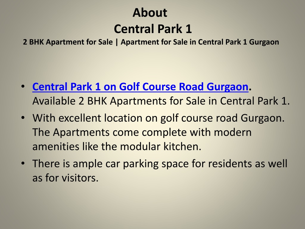 PPT Central Park 1 on Golf Course Road Gurgaon PowerPoint