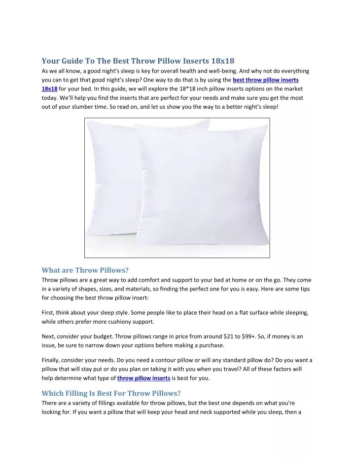 PPT Your Guide to the Best Throw Pillow Inserts 18 18 PowerPoint