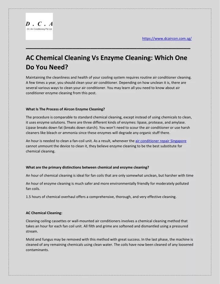 PPT AC Chemical Cleaning Vs Enzyme Cleaning PowerPoint Presentation