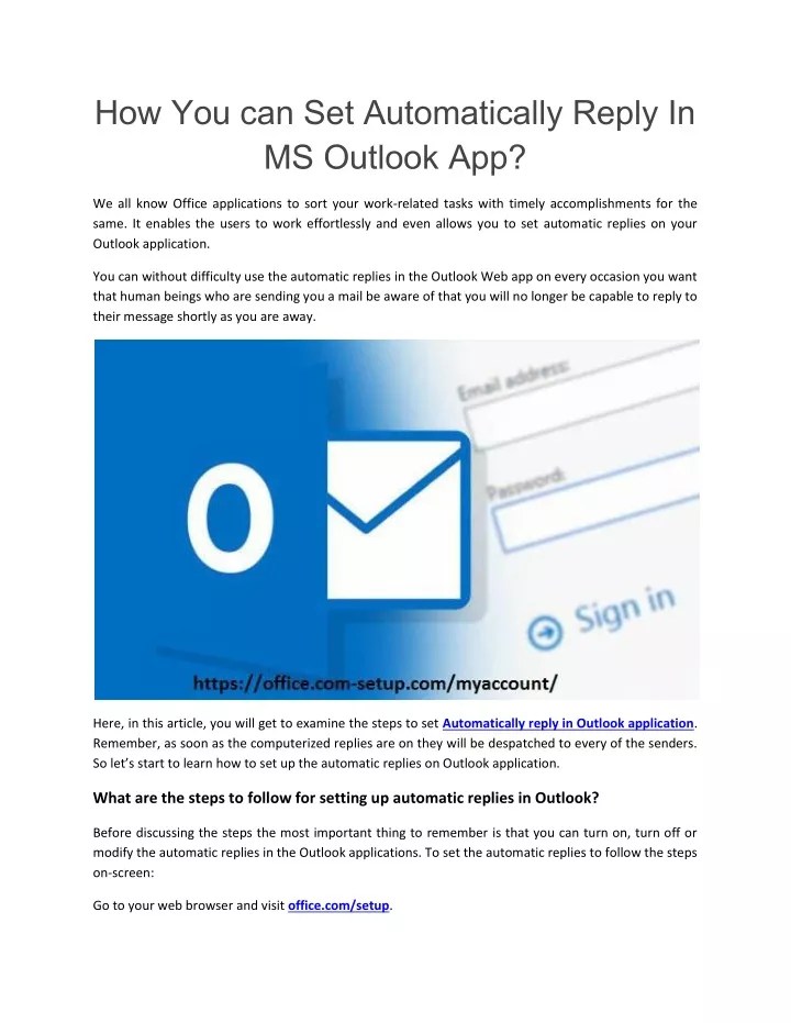 PPT How You can Set Automatically Reply In MS Outlook App? PowerPoint