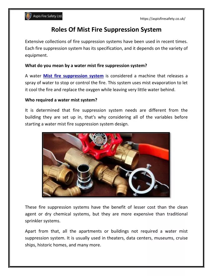 PPT Roles Of Mist Fire Suppression System PowerPoint Presentation