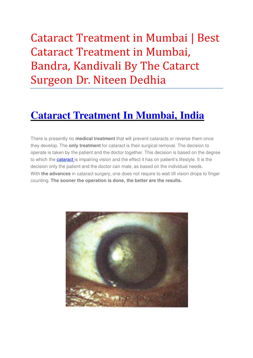 PPT Cataract Treatment in Mumbai Best Cataract Treatment in Mumbai