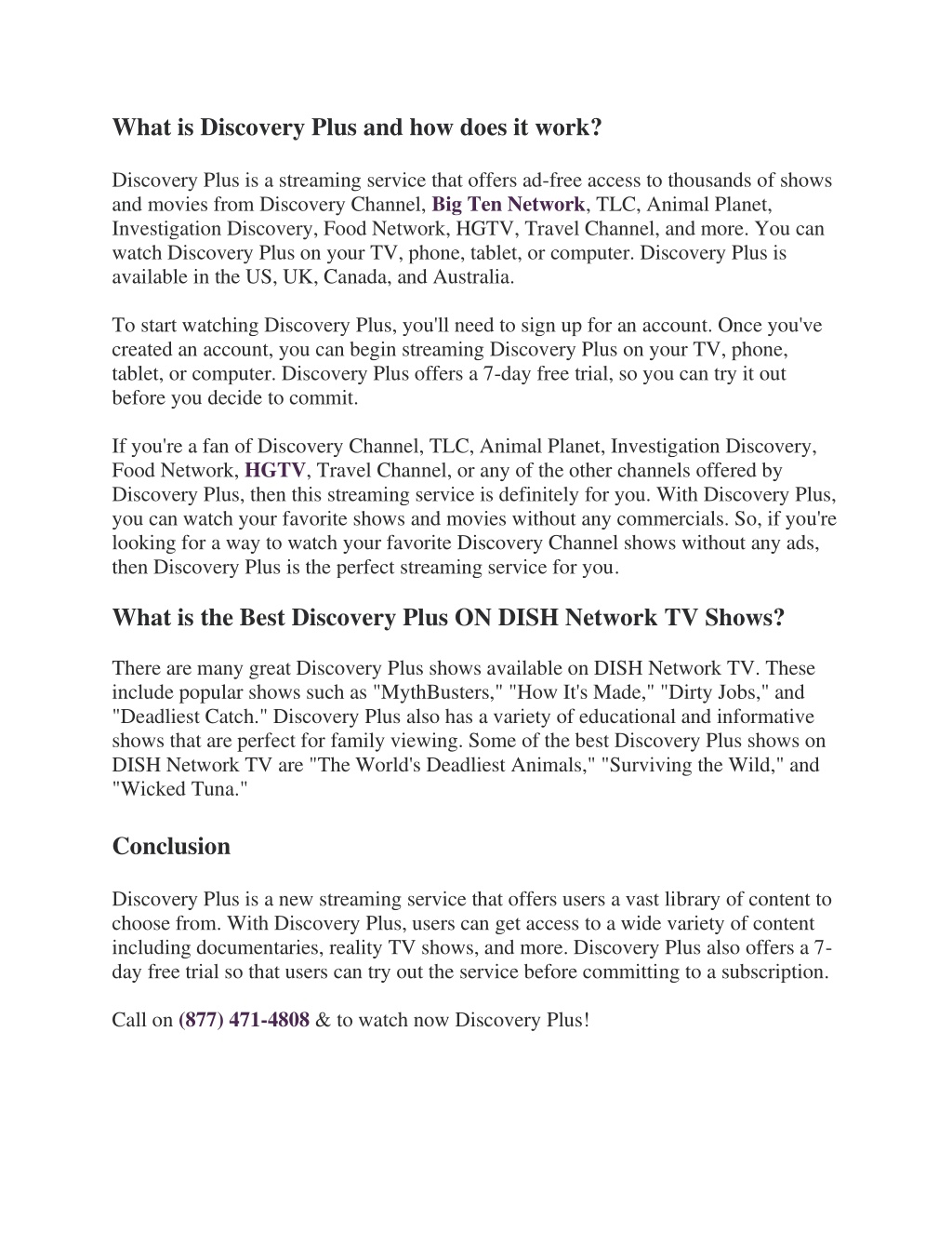 PPT Discovery Plus ON DISH Network WHAT TO WATCH PowerPoint