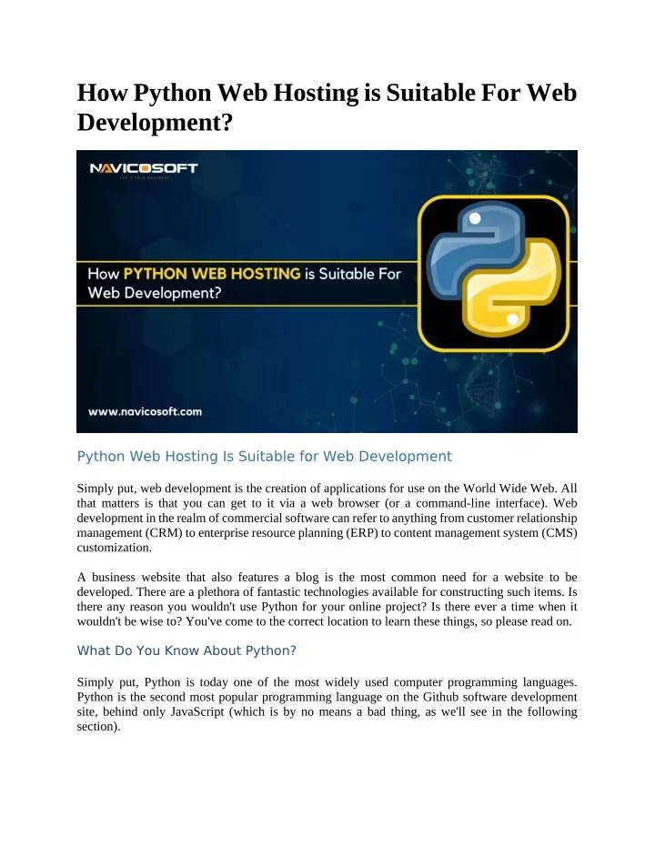 PPT How Python  Hosting is Suitable For  Development